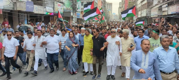 গাজায় ইসরাইলি বর্বরতার প্রতিবাদে ফরিদপুরে বিএনপির বিক্ষোভ মিছিল-সমাবেশ