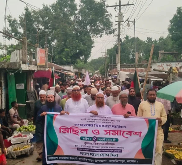 জুলাই সনদ বাস্তবায়নের দাবিতে বাগাতিপাড়ায় জামায়াতের গণমিছিল